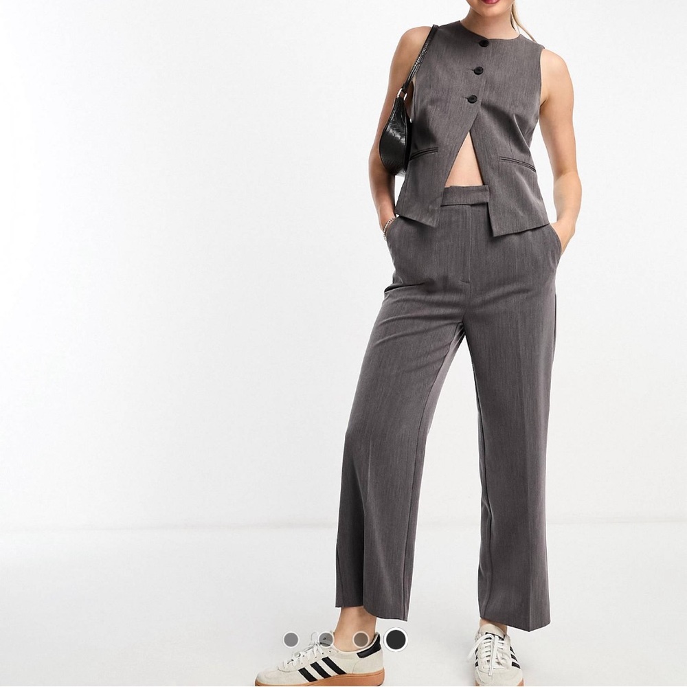 NWOT ASOS Design Dark Gray Tailored Vest & Trouser Pant Co-ord Two Piece Set